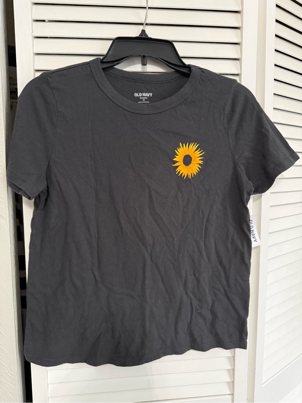 Old Navy Black Tee with Yellow Sunflower Graphic